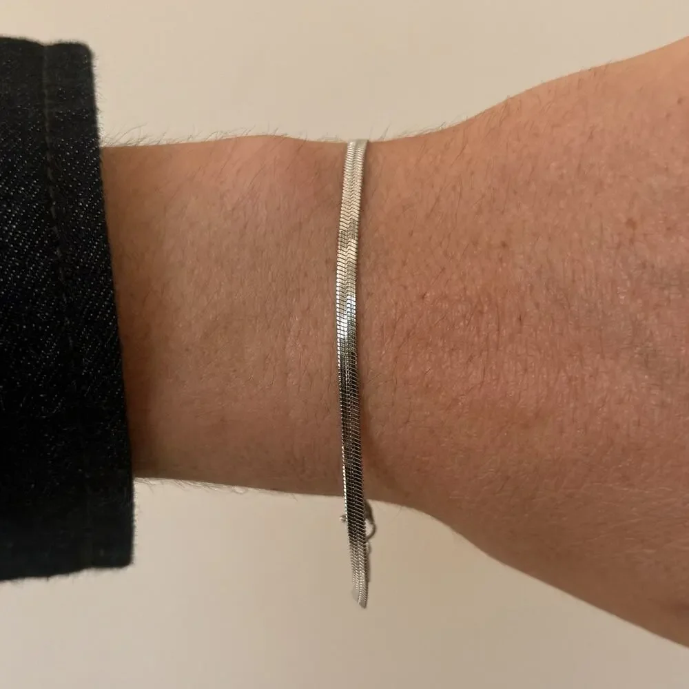 Y2K Silver Stainless Steel Snake Chain Bracelet 7